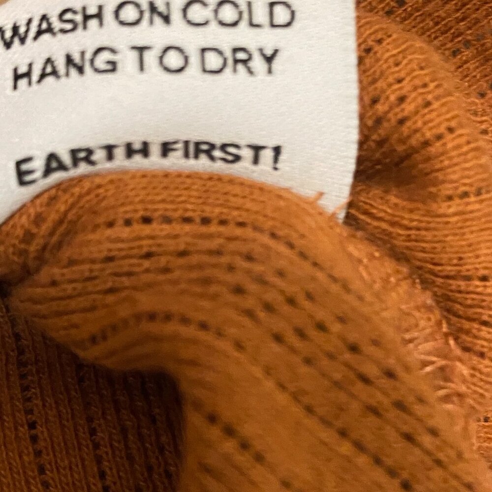 Lykke Wullf Brown Cotton Pointelle Long Sleeve Top Size M - Picture 7 of 8